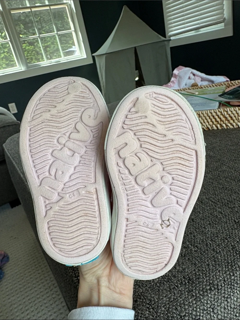 Native Kids Water Shoe Slip-On in Pale Pink with White Sole